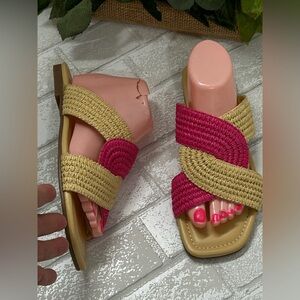Nine West Pink and Tan Sandals